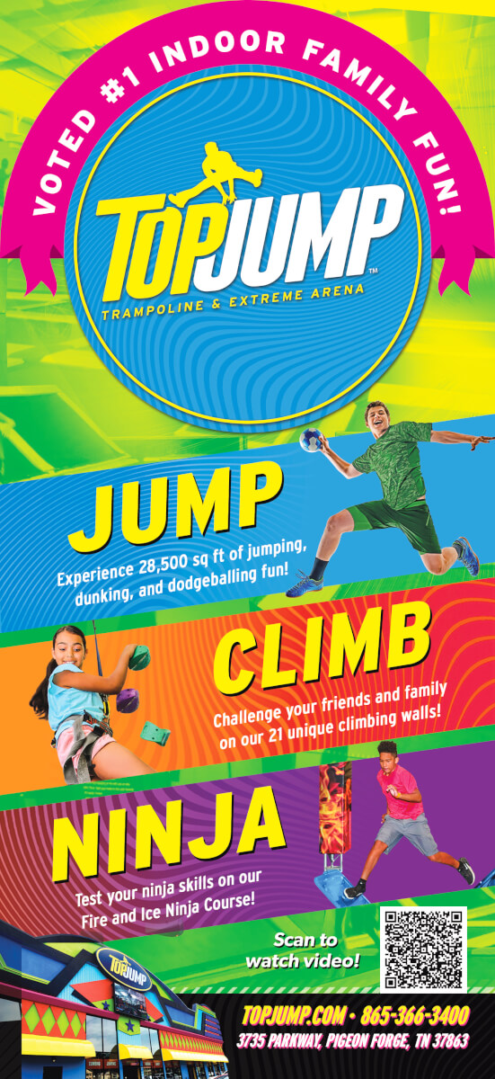 Brochure cover for Top Jump Trampoline Park